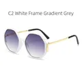 Lunettes de soleil octogonales blanches surdimensionnées avec verres dégradés - Monture Blanche Dégradé Gris