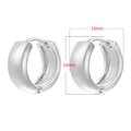 Detailed view of polished silver huggie hoop earrings with 18mm outer diameter size mark - 18mm Silver Pair