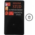 Silver magnetic non-piercing stud for lip and nose with 3mm top on display card - Tapered Leg