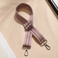 Adjustable wide woven shoulder strap in reddish brown and white geometric pattern - Jacquard Brown and White (Silver Buckle)
