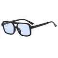 Lunettes de soleil aviateur noires avec verres bleu clair et un design à double pont - Monture noire avec verre bleu