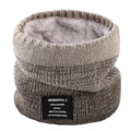 Winter thermal double-layered fleece lined knit neck warmer with brown gradient pattern - Khaki