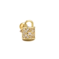 Golden padlock stud earring featuring sparkling zircon stones and a ball screw back - EGD0920 Gold (Full Zircon Padlock)