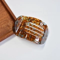 Detail of tortoise shell acetate hair claw clip with vintage amber pattern and hollow design - 5# Turquoise Blue Acetate Circular Claw
