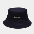 Close-up of navy blue cotton bucket hat featuring THE FOCUS embroidery patch - M (56-58cm) / Navy Blue