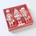 Three-piece red and white wooden nutcracker soldier gift set in festive box packaging - 15CM Red (3PCS Set)