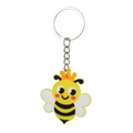Variante portachiavi ape con corona e strisce gialle su sfondo bianco neutro - Stile 3-Ape con Corona