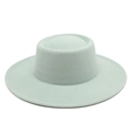 Macro view of mint green wool felt fedora showing its stiff texture and wide brim - M (56-58cm) / Mint Green