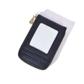 Porta carte RFID in pelle blu scuro con cerniera dorata e finestra per documento - Nero