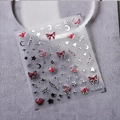 Adesivi per unghie 3D M-050 con farfalle rosse e motivi luna e stelle argentate - Argento (M-050-Argento)