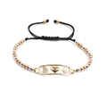 Pulsera tejida ajustable con cuentas de oro, plata y oro rosa y un colgante de corazón - Triple Corazón Hueco Incrustado / Cadena de cuentas de colores mixtos
