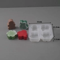 4-cavity silicone mold featuring gingerbread man, bell, snowflake, and Santa Claus designs - 4-Cavity Christmas Style 1 (Gingerbread Man/Bell/Snowflake/Santa)
