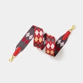Adjustable wide shoulder strap with red argyle pattern and gold metal lobster clasps - Width 5cm Length 70cm / Red Gold Buckle