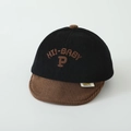 Detail of corduroy kids baseball cap with HI-BABY embroidery and contrast brim - 50cm (1-3 Years) / Hi-Baby Style / Black