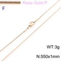 Elegant 550x1mm rose gold snake chain necklace with lobster clasp and sleek finish - Rose Gold 1mm Width 55cm Length (KN203580-Z)
