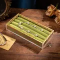 Green velvet jewelry display tray with vintage gold acrylic frame for rings and earrings - Type B Printed / Green