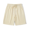 Unisex heavy weight waffle knit athletic shorts in apricot with drawstring waist - M / Apricot