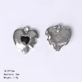 Dark style heart charm pendant in silver finish with black center, 18.5x17mm size - 84440 Black