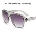 Oversized pilot sunglasses with transparent grey frames and purple gradient lenses - Transparent Gray