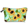 Vue détaillée de la trousse de toilette en toile avec imprimé tournesols et sangle - Tournesol de style peinture à l'huile (05)