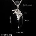 Men's wolf tooth necklace featuring black acrylic pendant and durable stainless steel chain - Wolf Tooth No.6 + 70cm Steel Chain