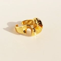 Minimalist gold adjustable open ring featuring unique irregular lava wave patterns - Open Ring / Gold