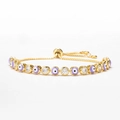 Detail of evil eye bracelet with purple enamel beads and sparkling cubic zirconia stones - Purple