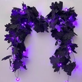 Gothic black maple leaf garland with purple LED lights for Halloween wall decoration - 1.75m Black Maple Leaf with 2m 20 Purple LED Lights