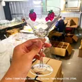 Hand-painted 270ml margarita glass with strawberry and floral patterns, 180mm high - New Strawberry