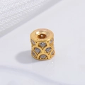 S925 Sterlingsilber Zylinderperle mit Fischschuppenmuster und Mikro-Zirkonia Besatz - Gold Distanzperle Zirkonia Groß 4mm