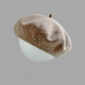 Women's beige wool beret hat with subtle metal logo detail for autumn and winter - M (56-58cm) / Light Coffee