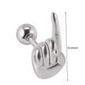 Silver stainless steel stud earring featuring a creative hand gesture with 10.9mm height - Finger 1