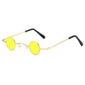 Punk retro small round sunglasses featuring gold metal frames and yellow tinted lenses - Gold Frame Yellow Lenses