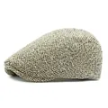 British style newsboy cap featuring a vintage multicolor knit texture in a side view - 55-59cm Adjustable / Beige