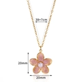 Pink enamel flower pendant necklace with central pearl and gold stainless steel chain - Pink Flower Necklace