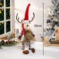 50cm brown plush Christmas reindeer figurine with red hat and snowflake scarf - Sitting Brown Christmas Deer Man Doll