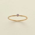 Minimalist gold ring featuring a light purple round birthstone for December - US 7 / June/Purple Zirconia