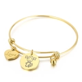 Pulsera ajustable de oro con colgantes de corazón Love y medalla de niña - Estilo Dorado (KB153319-Z)