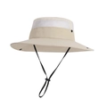 Cappello da sole traspirante beige e bianco con tesa larga e cinturino regolabile - Cachi (9271)
