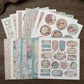 15pcs vintage pink Christmas scrapbooking paper set with Santa and reindeer motifs - 15 Sheets Non-repeating Pink Christmas Style