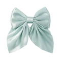 Glossy mint blue satin bow hair clip for girls featuring smooth silk texture and sheen - Light Blue (19)