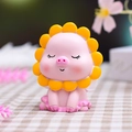 Pink Capybara resin figurine with yellow sunflower hat and frilled skirt for car decor - Dress Pig (-13)