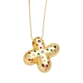 Gold-plated letter necklace with colorful round cubic zirconia in a butterfly design - Style X