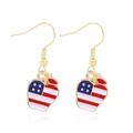 Star-spangled apple earrings with red, white, and blue enamel and golden hooks - Style 42-Red White Blue Star and Stripes Apple Earrings