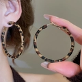 Chic leopard pattern woven hoop earrings with gold-tone buckle for stylish women - 11# Hoop - Brown - 5mm
