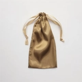Silky golden drawstring gift pouch made of smooth imitation silk for jewelry storage - Bronze Gold