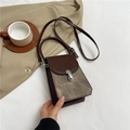 Schicke zweifarbige braune Umhängetasche aus PU-Leder mit silbernem Metallverschluss - Braun