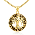 Collar con colgante del árbol de la vida dorado en acero inoxidable con reflejo blanco - Oro (Solo Colgante)