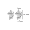 Silver dolphin stainless steel pendant for jewelry making 19.5mm height 14.5mm width - Steel Color Dolphin-557