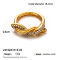 Gouden roestvrijstalen ring met zirkonen en 18,1 mm binnendiameter afmeting - Pave Strass Roestvrij Staal Stijl (2410ZK31193JZ)